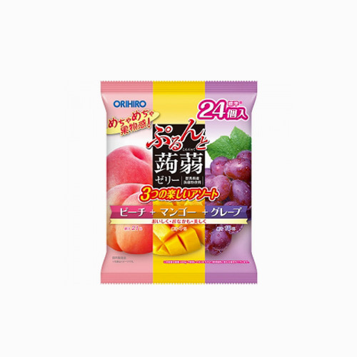 [ORIHIRO] 곤약젤리 파우치 믹스 복숭아+망고+포도 24개입